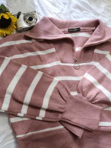 Striped Quarter-Zip Pullover🌸