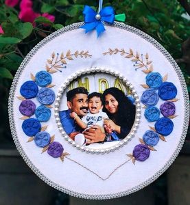 Hand embroidered Double Hoop💙