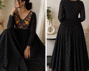 Elegant Black Embroidered Maxi Dress