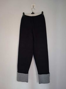 Black Wool Pants with Grey Cuffs