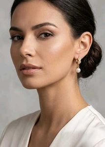 Elegant Pearl Drop Hoop Earrings