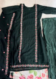 Dark Green Straight Fit Kurta Suit👗