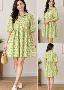 Chic Floral Puff Sleeve Dress