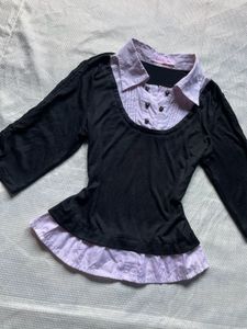 Cute Black &amp; Lilac Layered Top