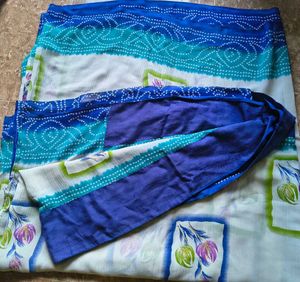 Vibrant Blue & White Saree