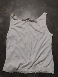 white hand stitched sleeves top