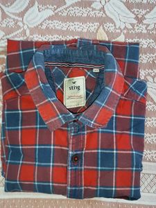 Men's Red &amp; Blue Plaid Shirt