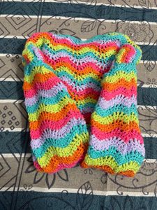 Colorful Crochet Bell Sleeve Crop Top