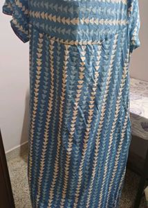 Blue Printed Cotton Nighty