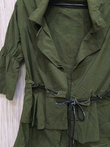 Olive Green Open Front Jacket