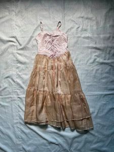 Vintage Lace-Up Tiered Dress