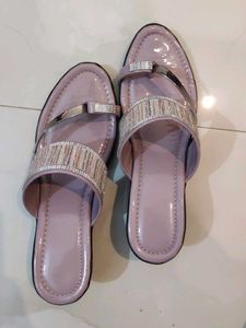 Stylish Lavender Flats with Rhinestones