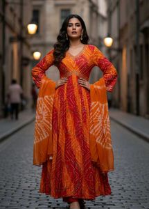 Ethnic Orange Printed Kurta