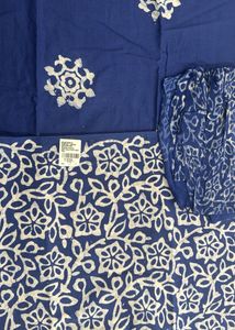 Cotton suit Set- White Block Print- unsti