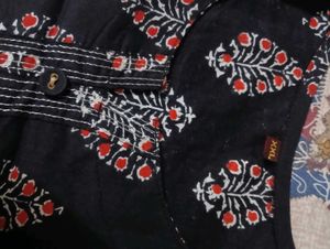 Women's Black Block Print Kurti