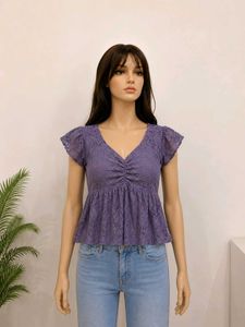 Purple Lace Peplum Top