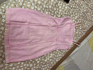 Pink Denim Spaghetti Strap Bodycon Mini Dress