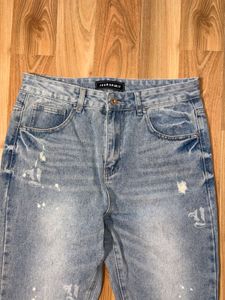 Jeep paint splatter Light Wash Distressed Jeans