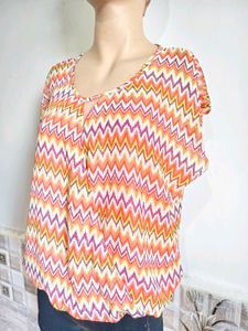 Vibrant Chevron Print Blouse 40"-42" Size L-XL
