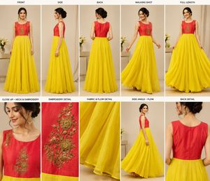 Stunning Yellow & Red Embroidered Gown