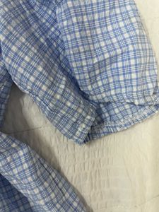 Blue collared Plaid Top