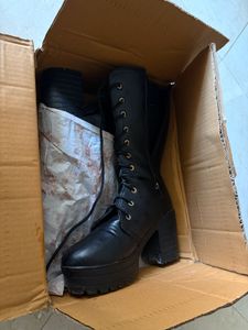 Chunky Heel Lace-Up  Boots