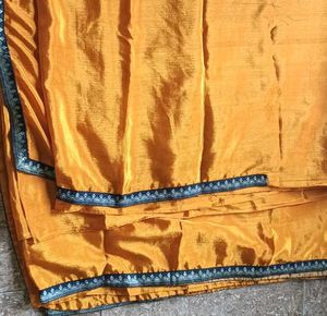 Elegant Yellow Saree with Blue Border