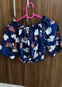 Navy Blue Floral long flared skirt