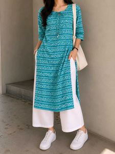 formal three quarter sleeve kurti