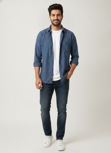 Men's Blue Striped Casual Shirt