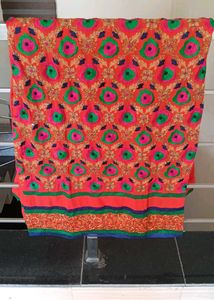 Embroidered Orange Kurta