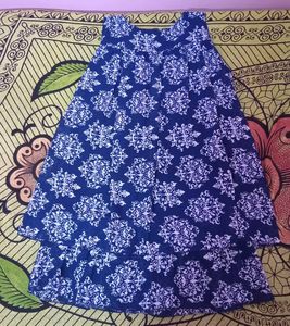 Blue Floral Print A-Line Dress