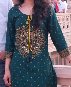 Beautiful Green Kurta with Mirror Work