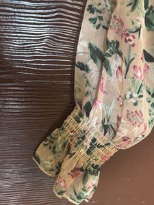 Floral Smocked Square Neck Top