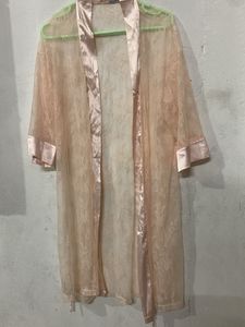 Elegant Lace Robe with Floral Slip