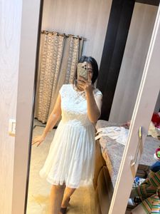 White Lace Fit & Flare Dress❤️