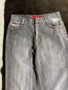 baggy unisex y2k grey wash jeans