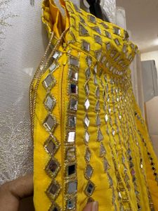 Stunning Yellow &amp; Teal Lehenga Choli Set