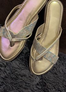 Sparkling Gold Flat Sandals