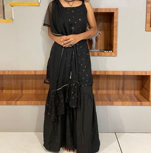 Black Embellished Sharara Set