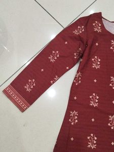 Maroon Printed Kurta