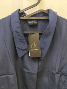 Calvin Klein Navy Collared Blouse Top - M