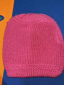 Knitted Beanie with Floral Embellishments