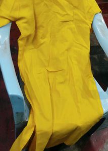 Vibrant Yellow Kurta with White Embroidery