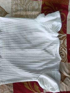 White Textured top with Embroidery