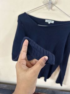 Navy Blue Ribbed Long Sleeve Top ( fixed)