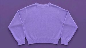 LAVENDER TEDDY BEAR GRAPHIC KNIT SWEATER