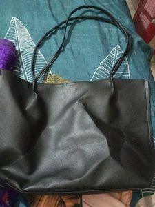 Classic Black Faux Leather Tote Bag