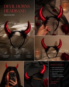 Devil Horn Headband – Satin Red
