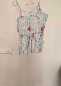 Floral Striped Peplum Tank Top